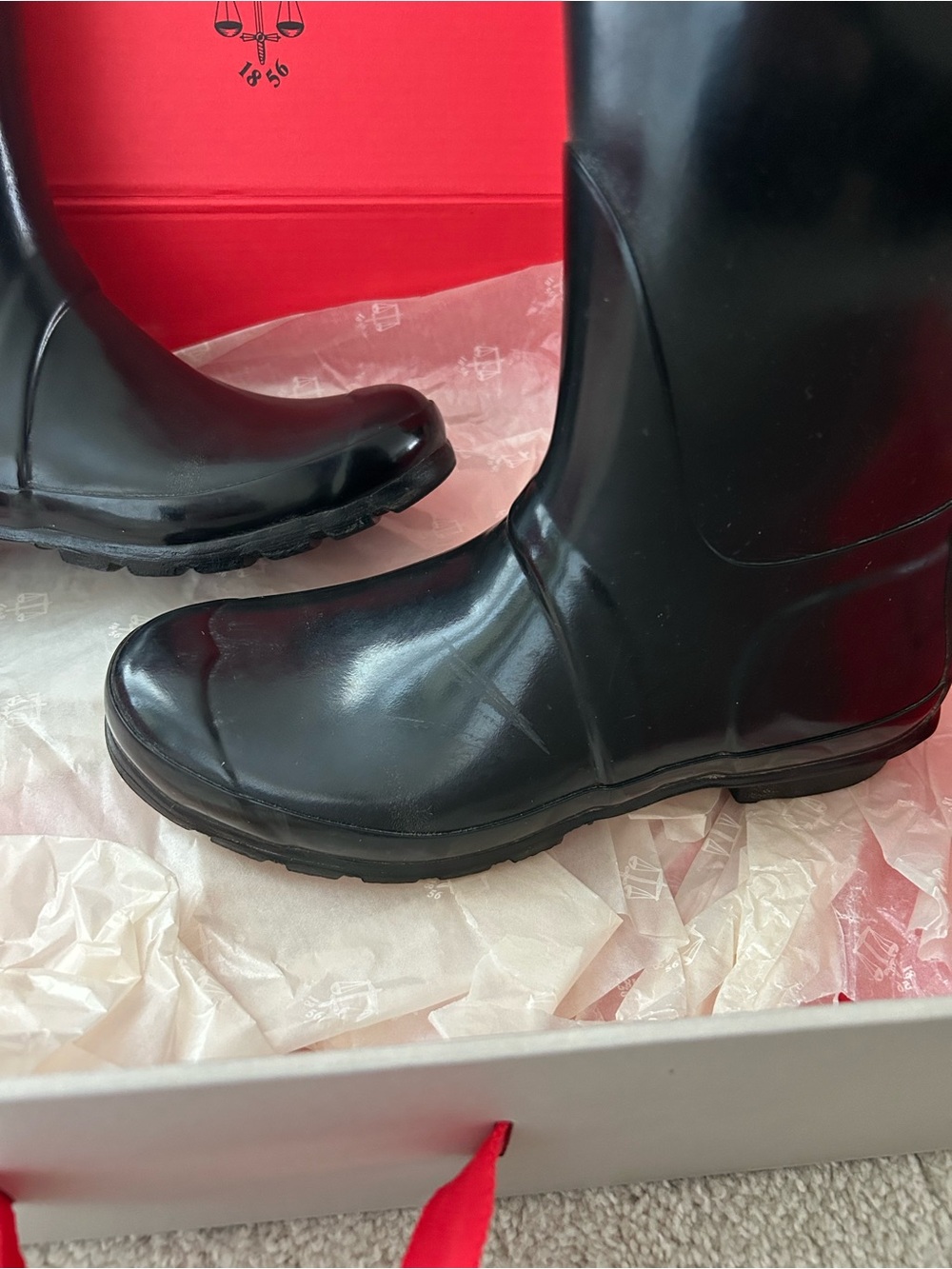 Hunter Black Gloss Tall Women's Rain Boots - Picture 2 of 3